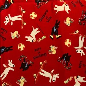 Gaspard et Lisa Fabric Japan Red Anne Gutman & George Hallensleben 1.5 Yard